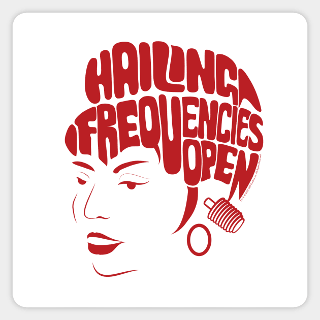 Uhura, Hailing Frequencies Open, Star Trek Original Series, Red Sticker by Markadesign